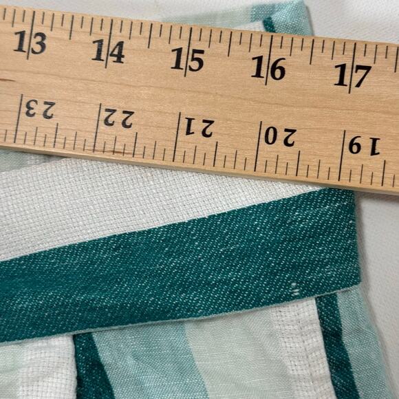 J.Crew 100% Linen Striped Wide Leg Crop Pants Women’s 14 Teal White - Picture 8 of 8